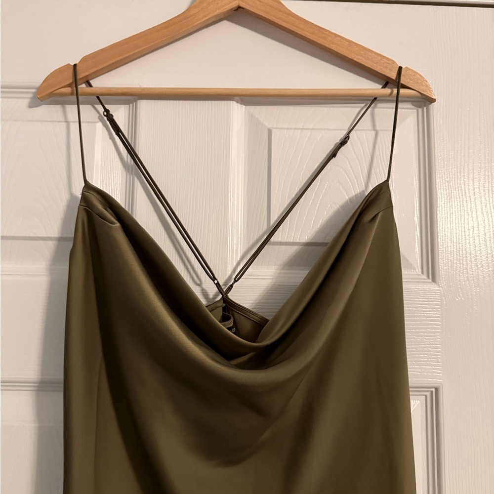 Banana Republic Olive Satin Slip Maxi Dress - Picture 3 of 8